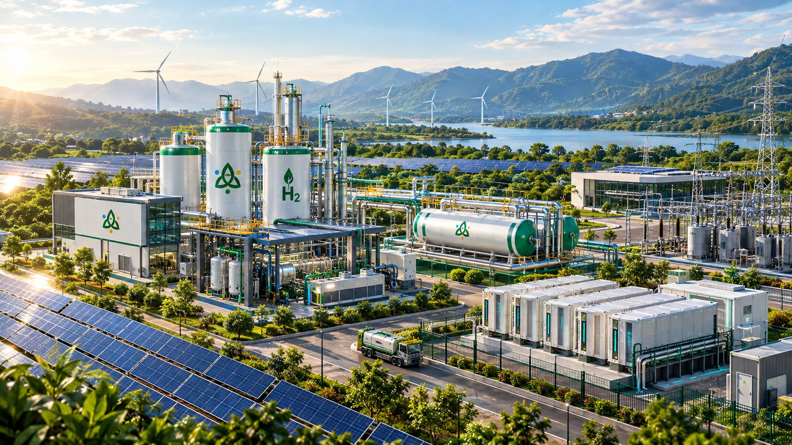 Hydrogen and solar energy facility
