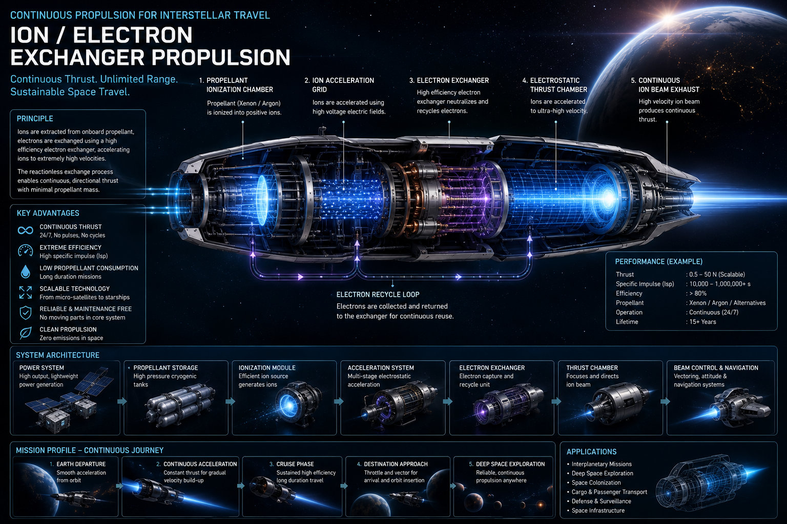 Atomic battery and ion-propulsion research equipment